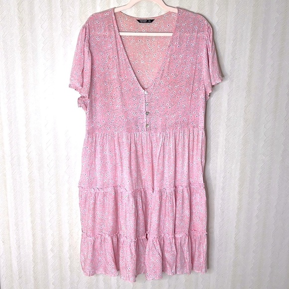 ❤️ SHEIN Plus Buttoned Front Frill Trim Ditsy Floral Dress Floral Blouse 2XL - Picture 6 of 9